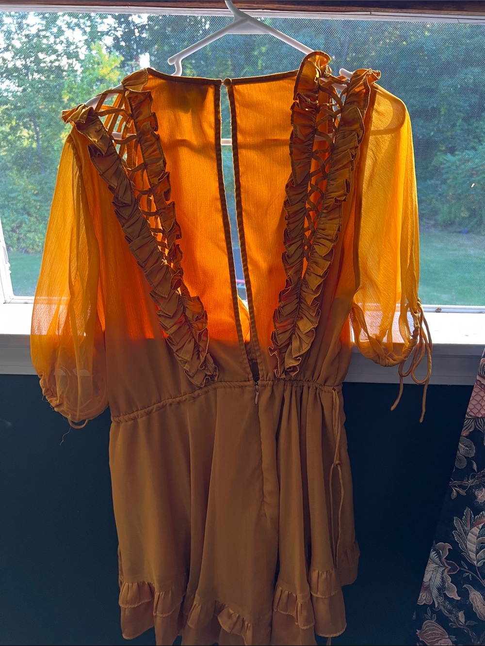 ASOS Orange Ruffle V-Neck Peasant Tunic - Picture 2 of 8